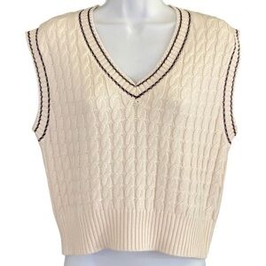 Art Class Cropped Cable Knit Sweater Vest Girls XL Cream Y2K Preppy Academia